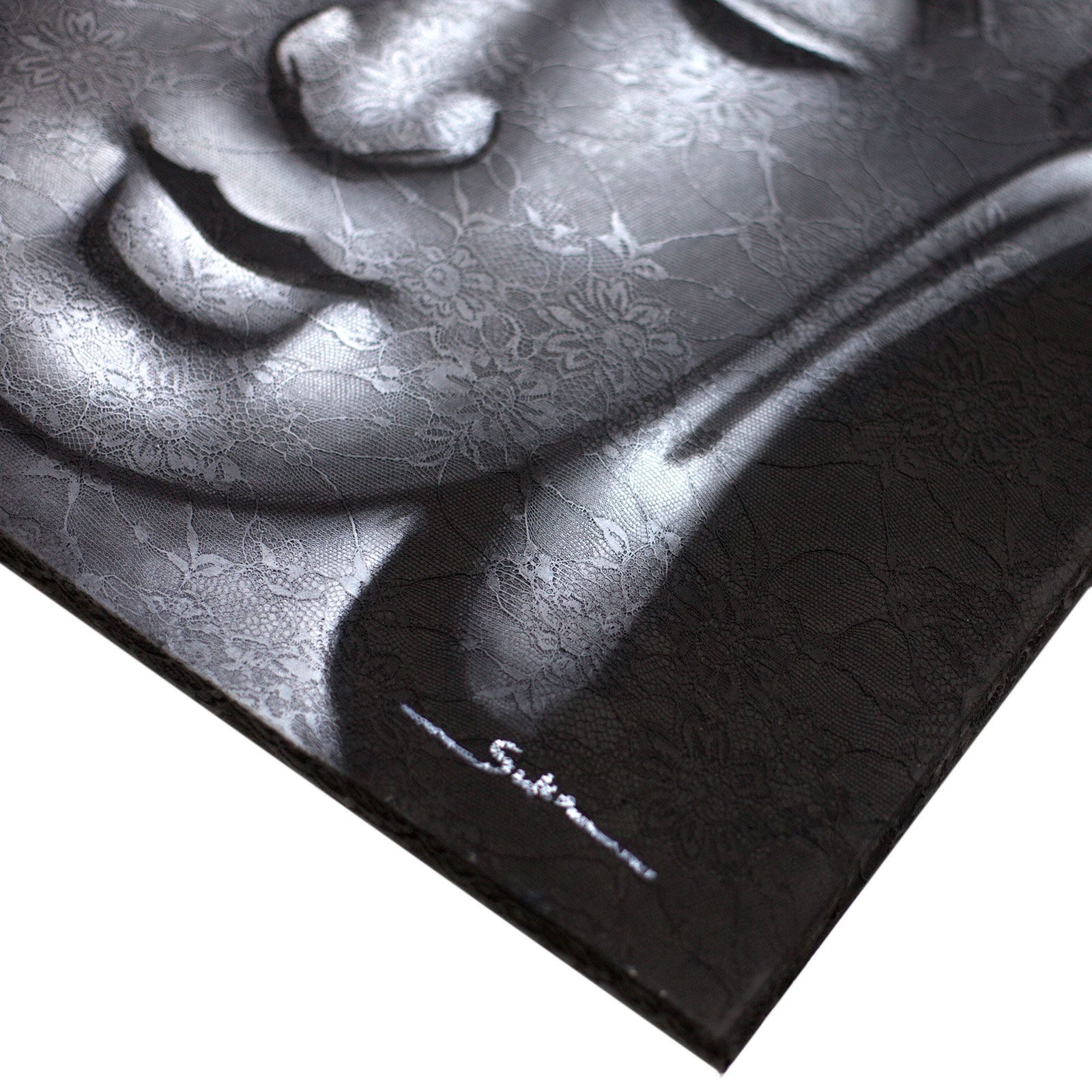 Buddha Painting - Grey Brocade Detail - Image 2