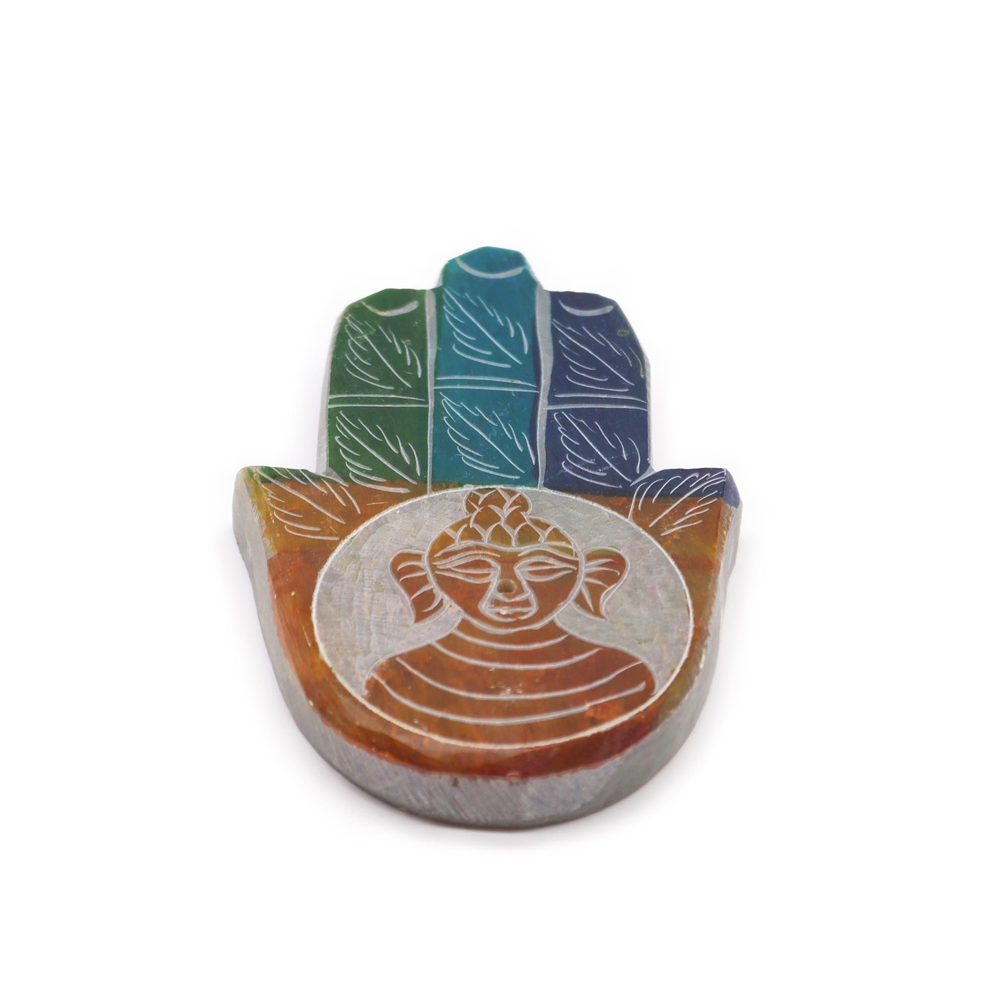 Soapstone Hamsa Incense Holder - Buddah - Image 2