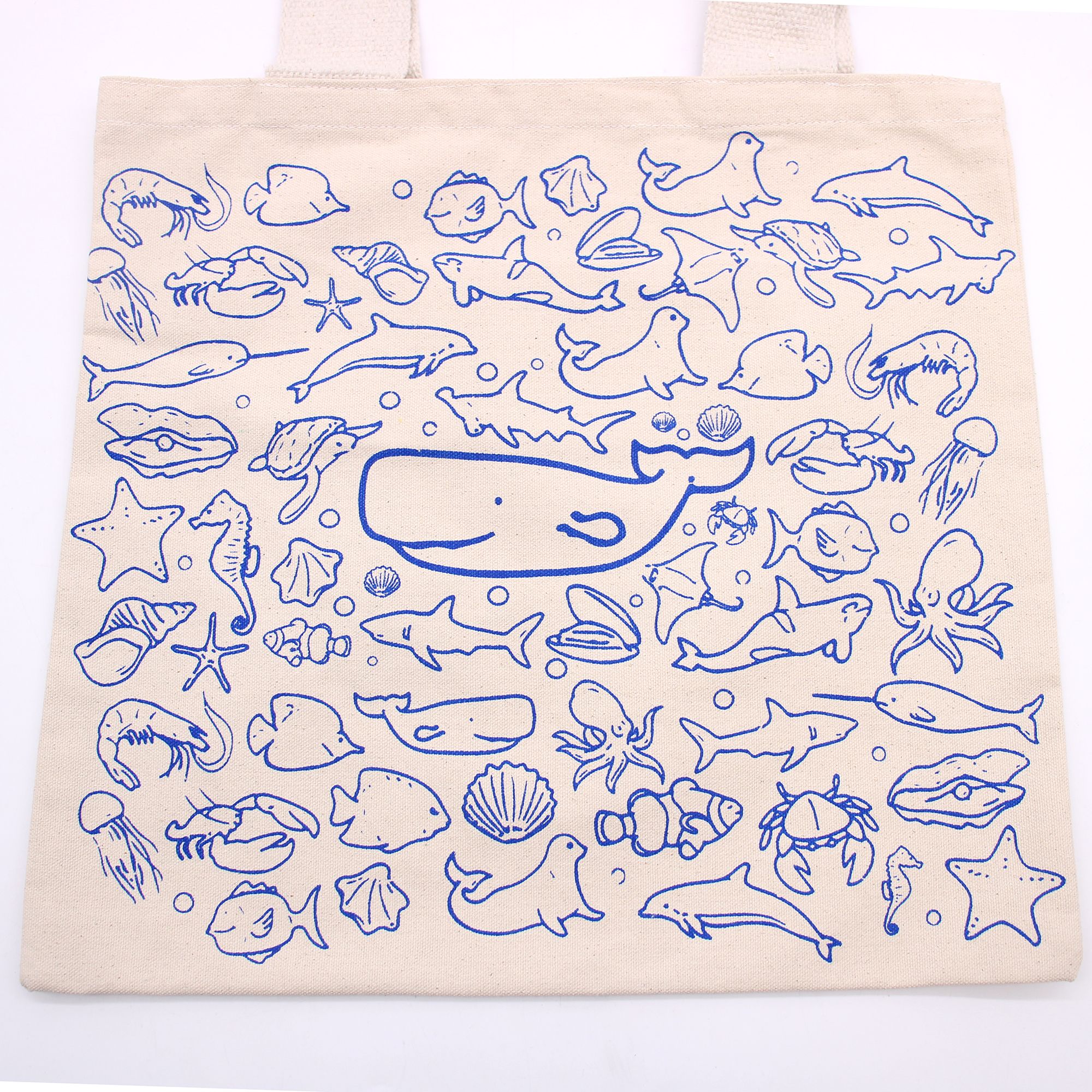 Big Cotton Shopping Bag - 38x42cm - Sea Life - 10oz - Image 2