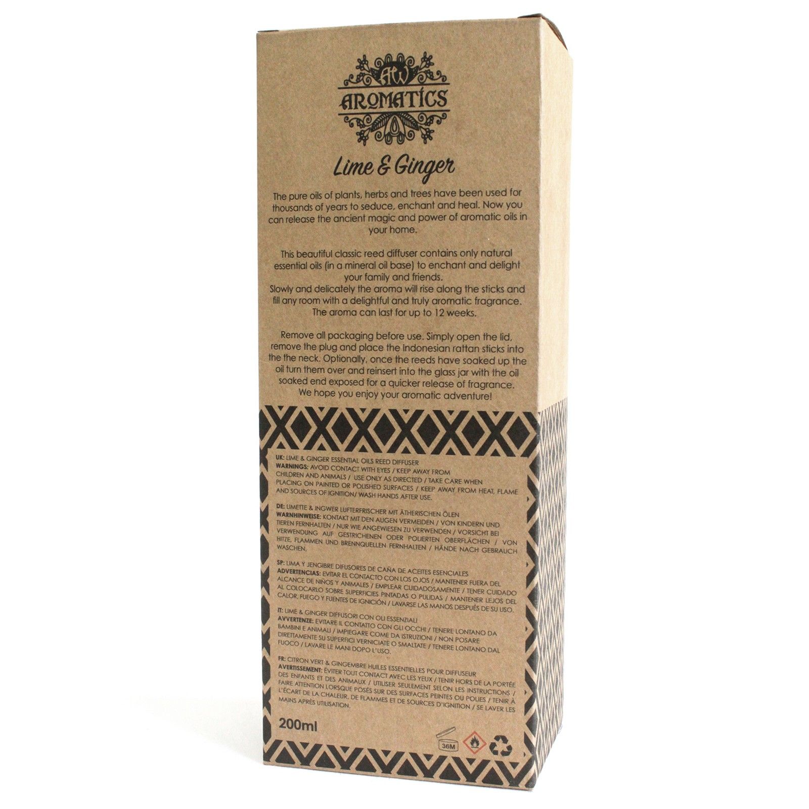 200ml Lime & Ginger Essential Oil Reed Diffuser - Image 4