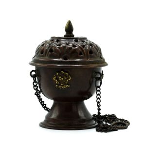 bG9jYWw6Ly9tZWRpYS85SC8yRS82MFIzMEMxRzZXUzMyRTlILzcwZTNjNTkwLmpwZWc.jpg Copper Tibetan Incense Burner - Classic Hanging