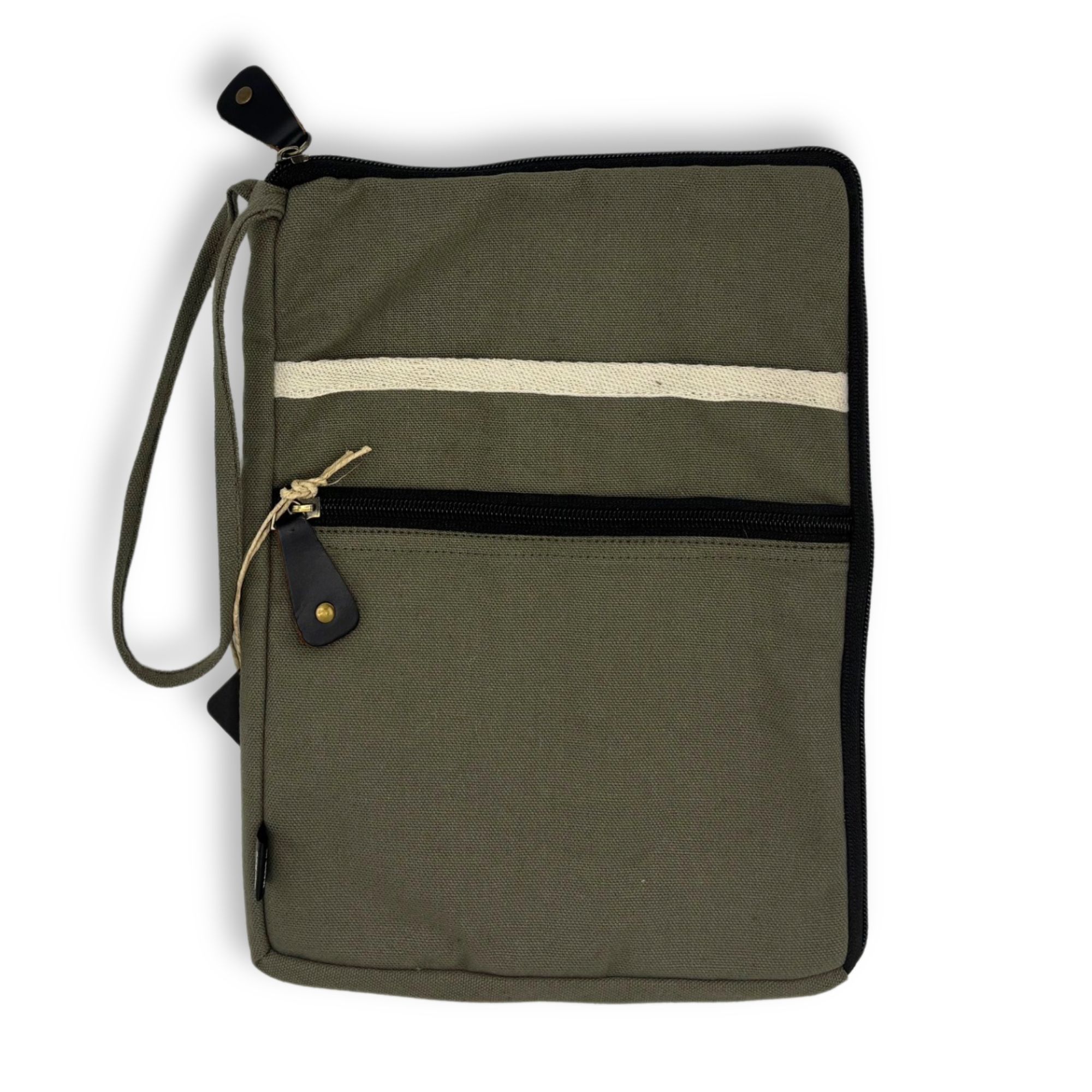 Canvas Travel Laptop Pouch - Olive - Image 6