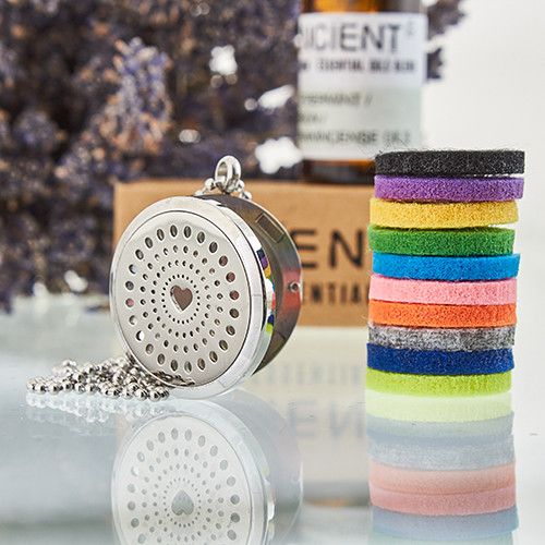 Aromatherapy Diffuser Necklace - Diamonds Heart 30mm - Image 2