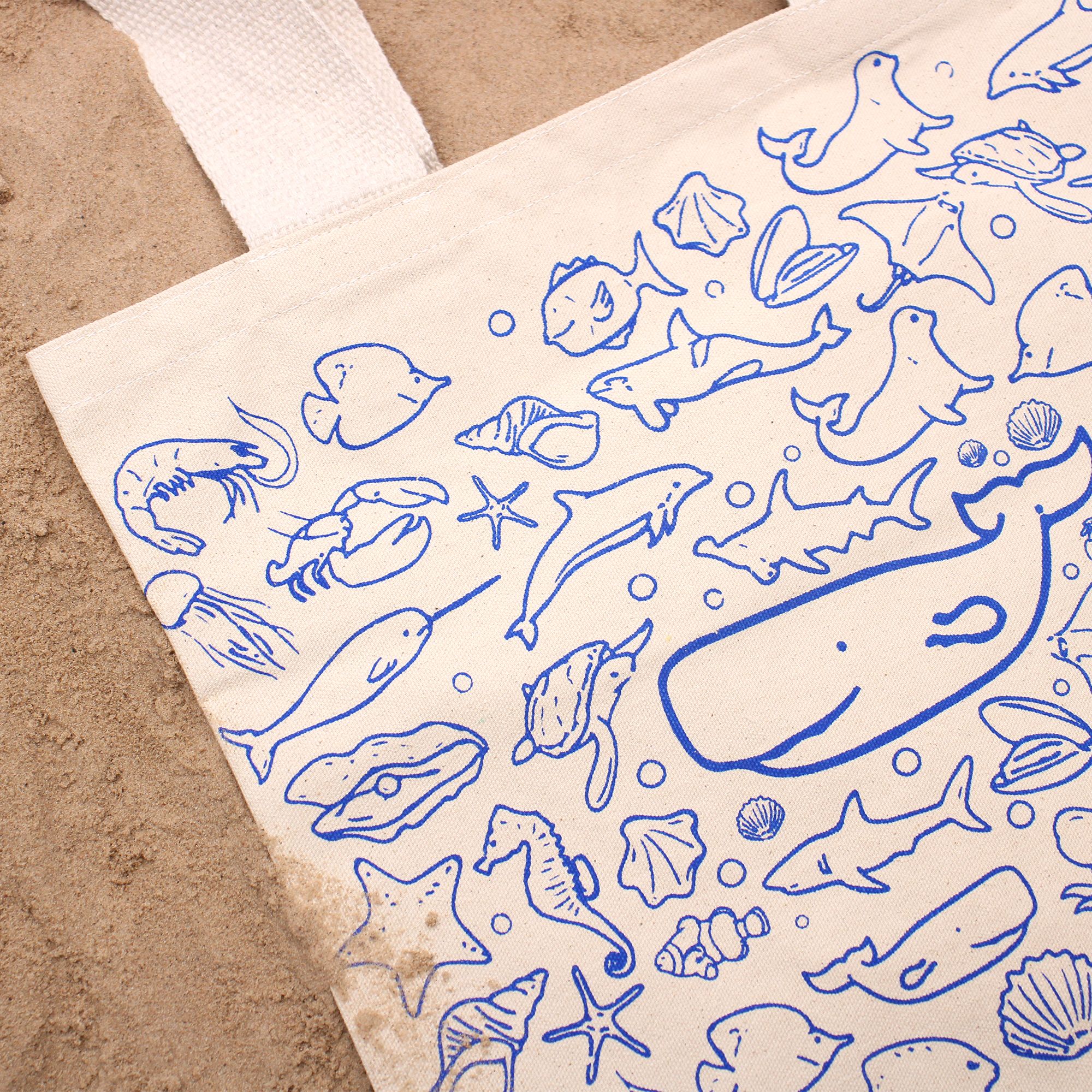 Big Cotton Shopping Bag - 38x42cm - Sea Life - 10oz - Image 5
