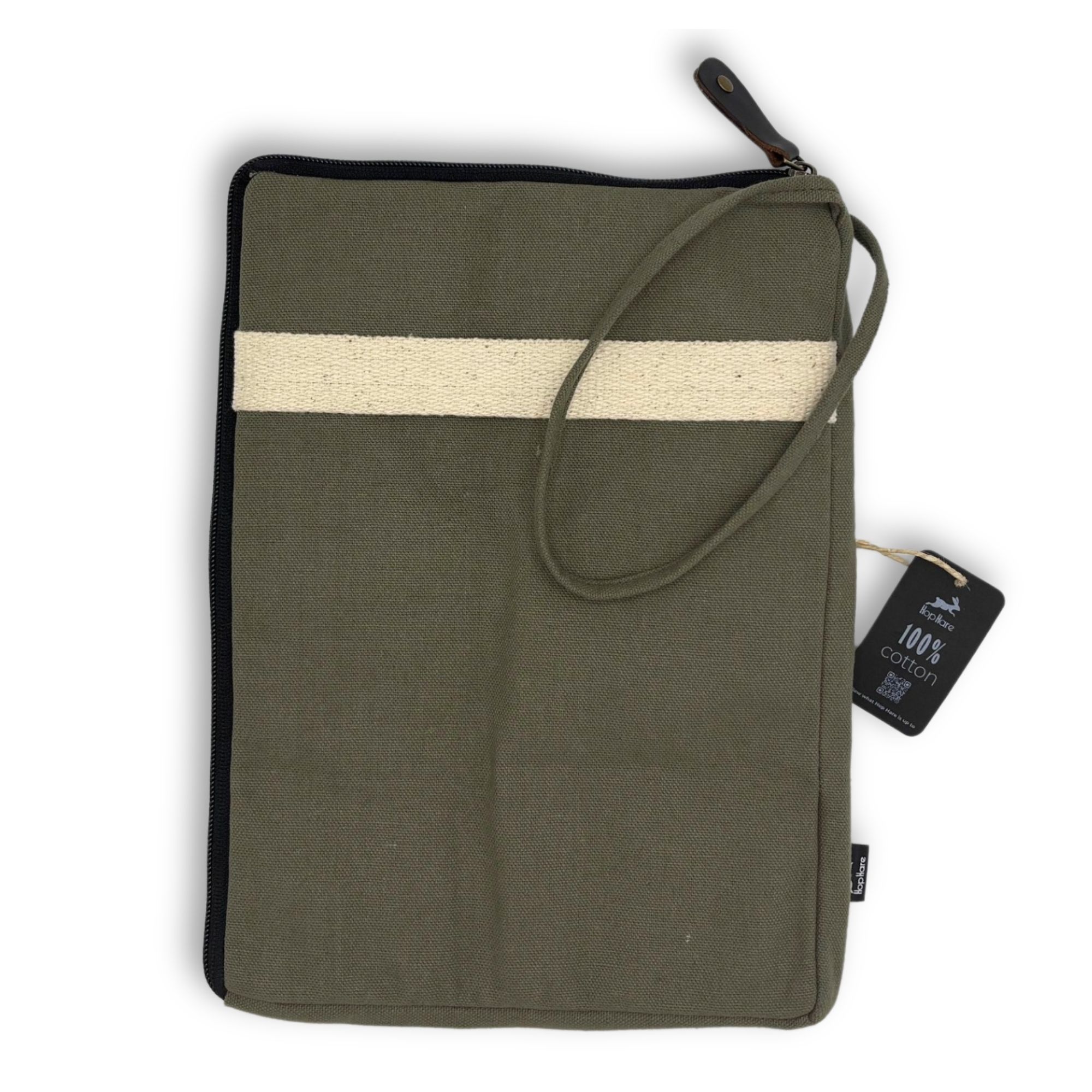 Canvas Large Laptop Pouch - Olive - Image 5