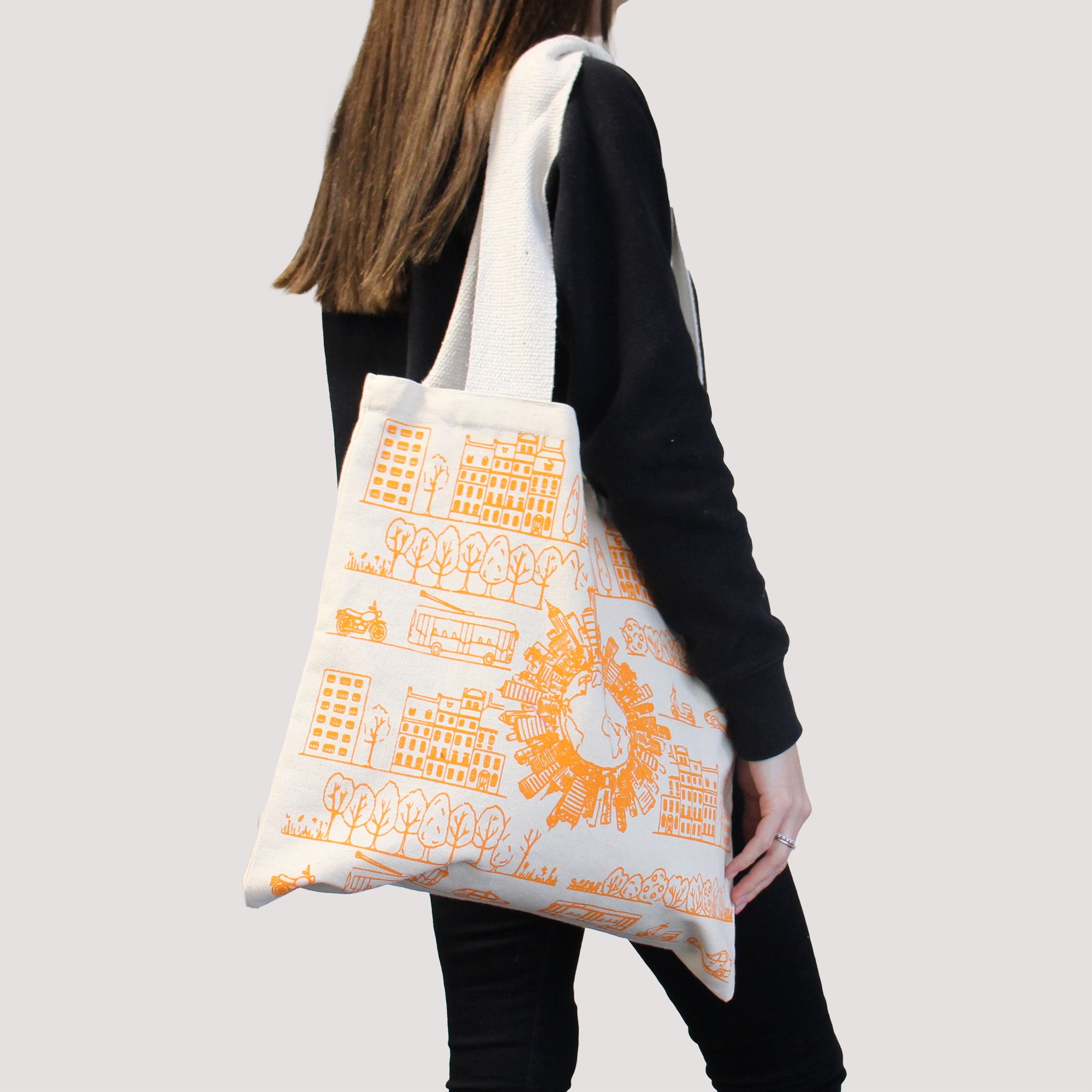 Big Cotton Shopping Bag - 38x42cm - City Life - 10oz - Image 5