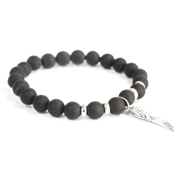 Angel Wing / Black Agate - Gemstone Bracelet - Image 3