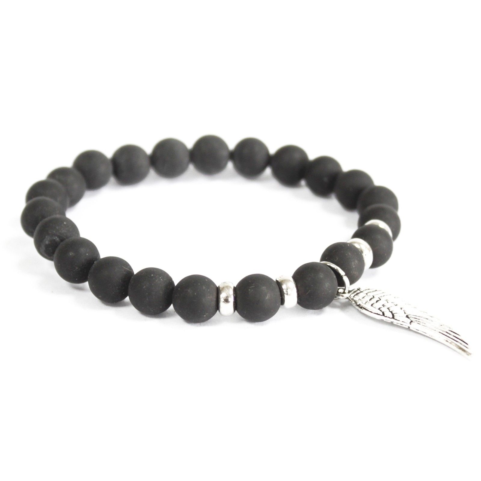 Angel Wing / Black Agate - Gemstone Bracelet - Image 3