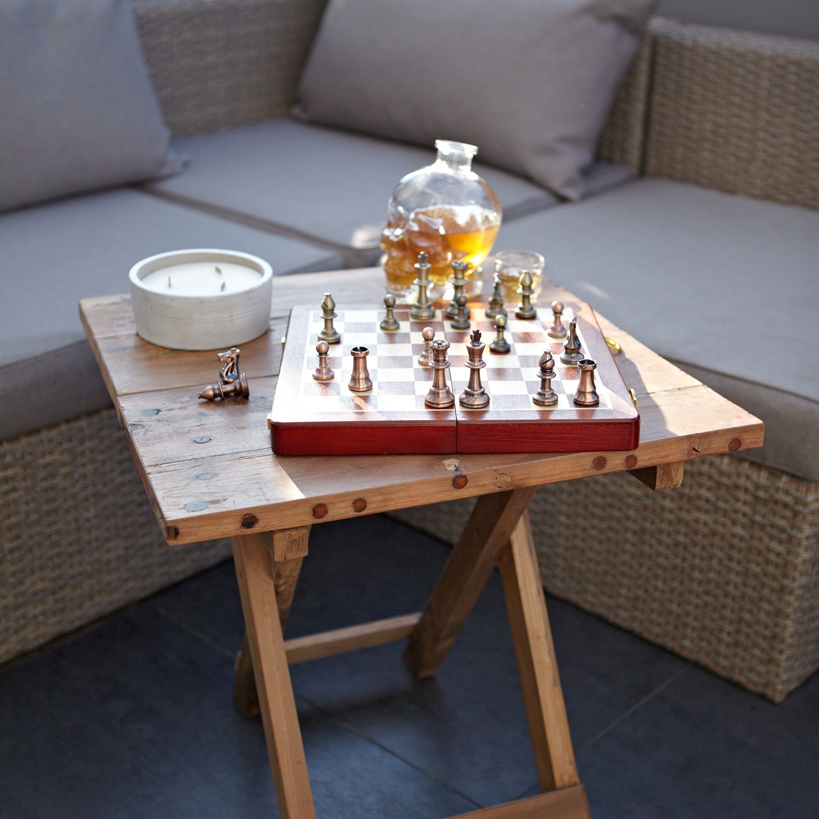 Square Folding Coffee Table - 50cm - Recycled Wood - Image 6