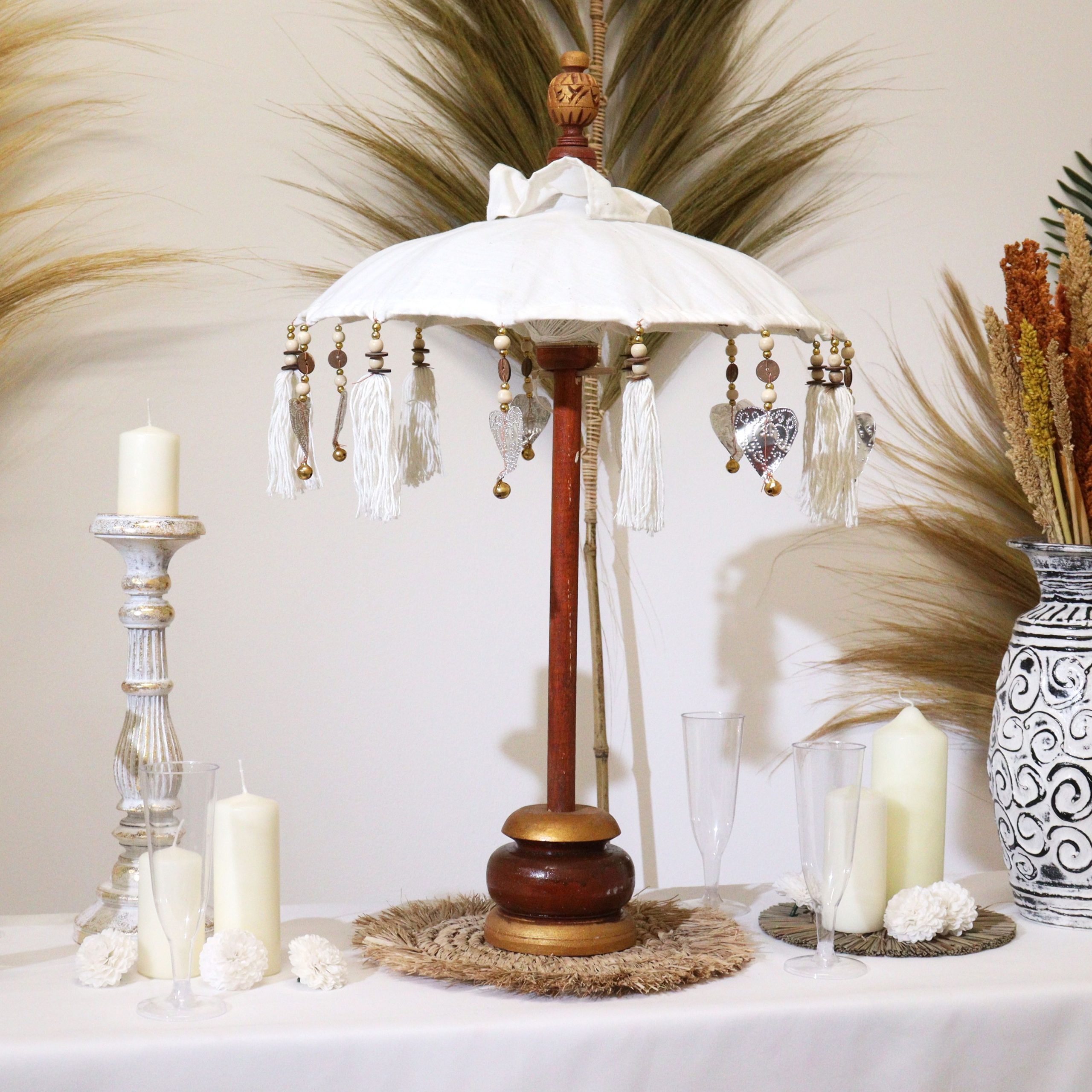 Bali Home Decor Parasol - Canvas - Natural- 40cm - Image 6