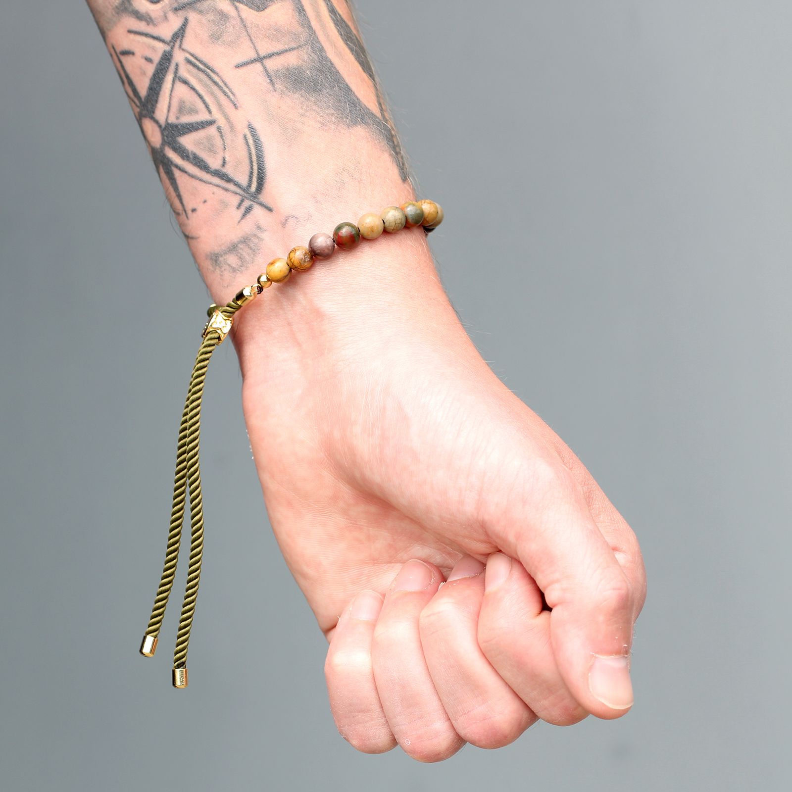 18K Gold Plated Gemstone Black String Bracelet - Tiger Eye - Image 5