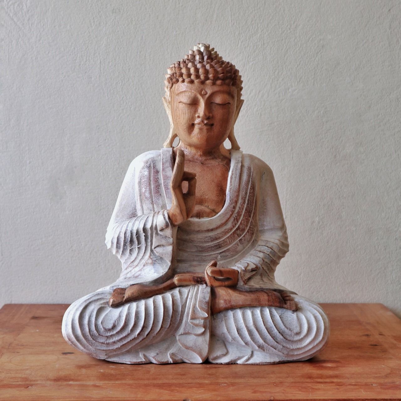Buddha Statue Whitewash - 30cm Teaching Transmission - Image 2