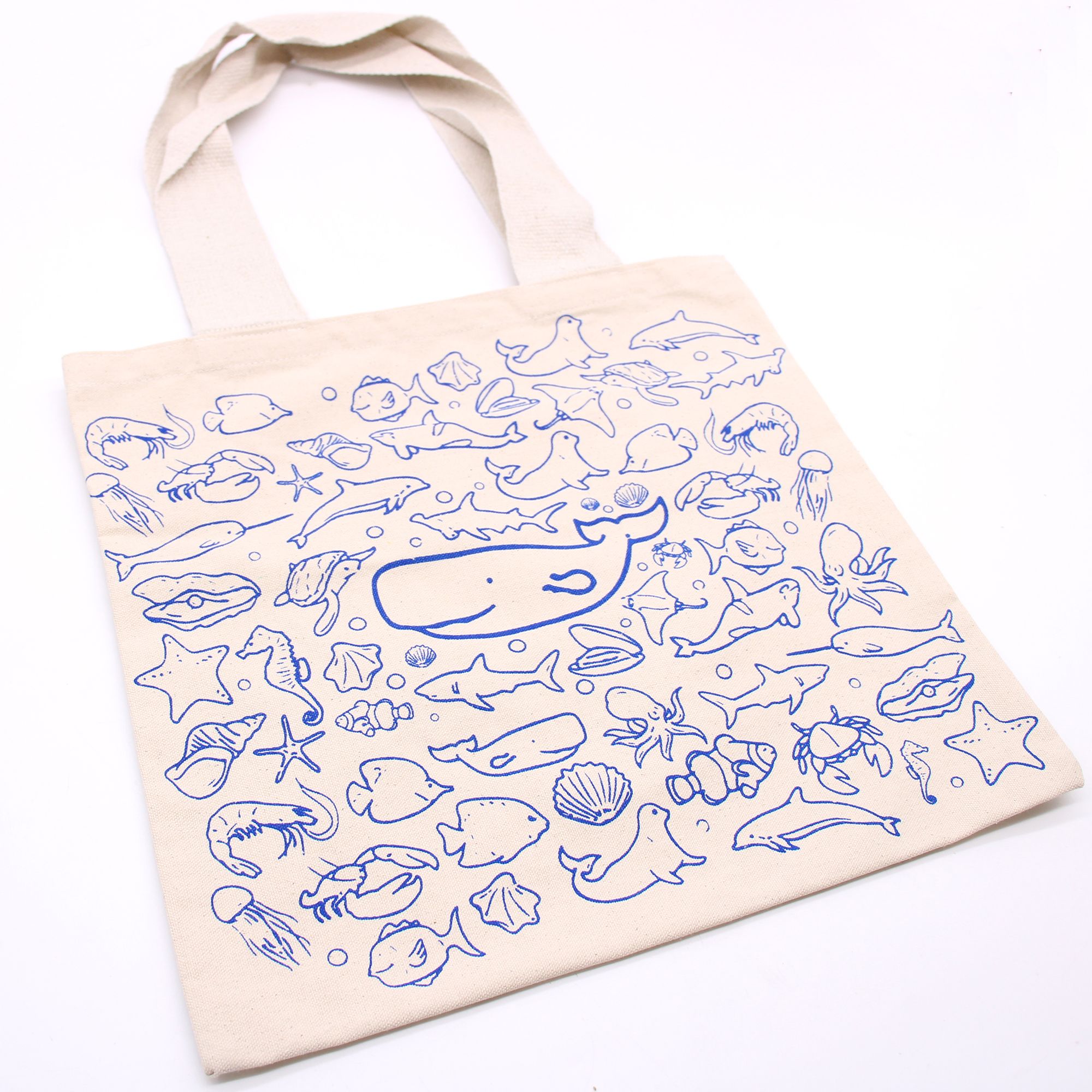 Big Cotton Shopping Bag - 38x42cm - Sea Life - 10oz - Image 3