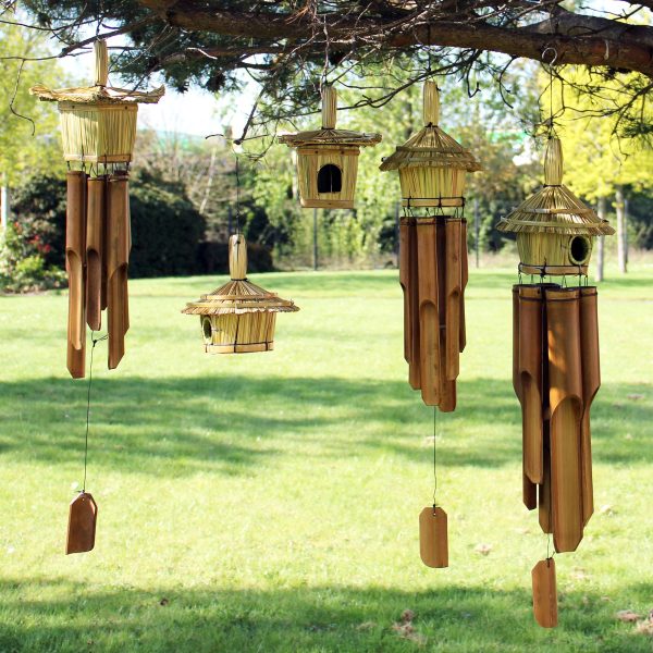 Square Seagrass Bird Box with Chimes 49x15cm - Image 4