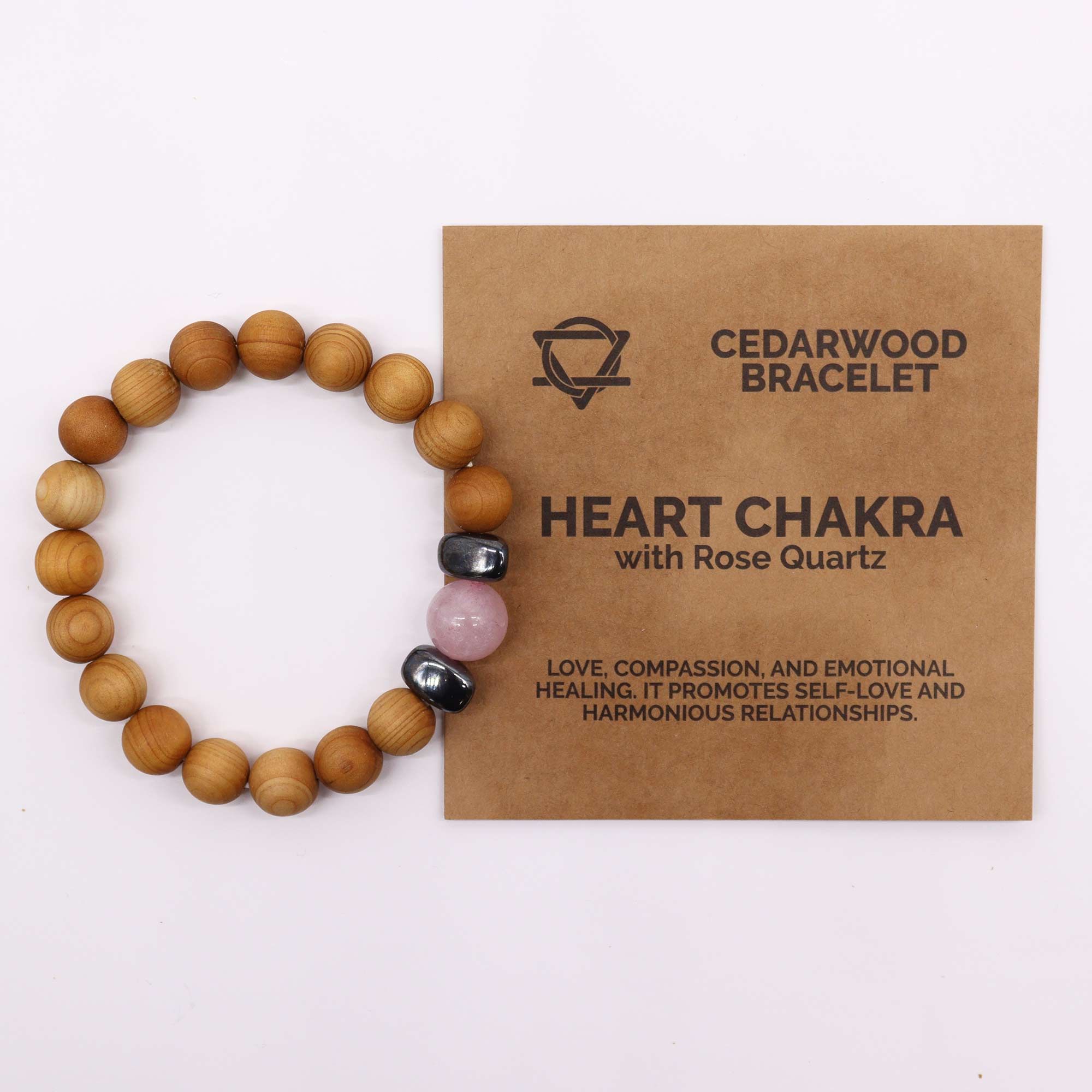 Cedarwood Heart Chakra Bangle with Rose Quartz - Image 2