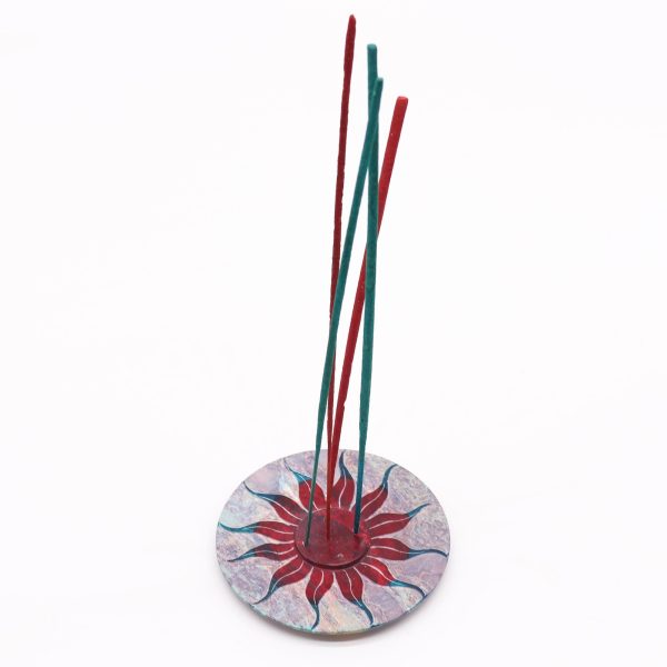 Soapstone Disc Incense Holder - Sun Flower (5 stick holder) - Image 2