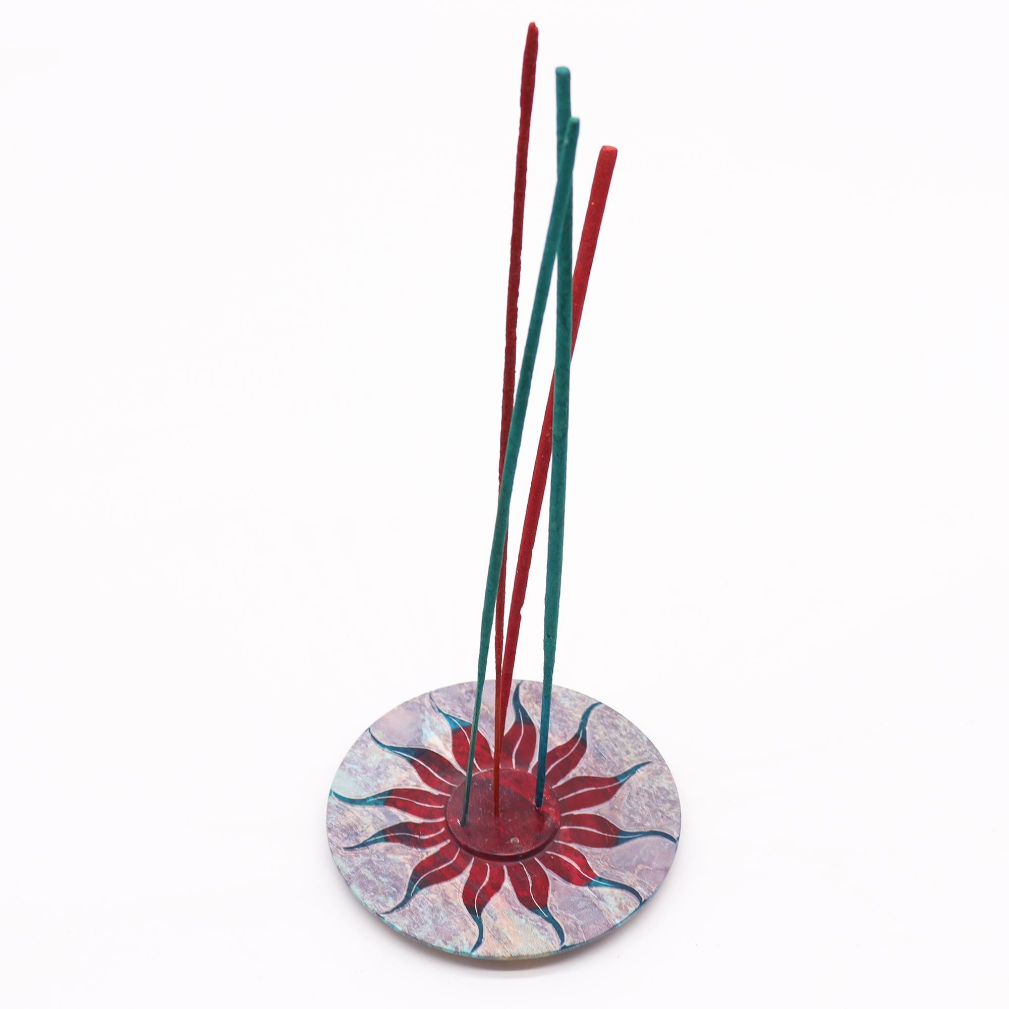Soapstone Disc Incense Holder - Sun Flower (5 stick holder) - Image 2