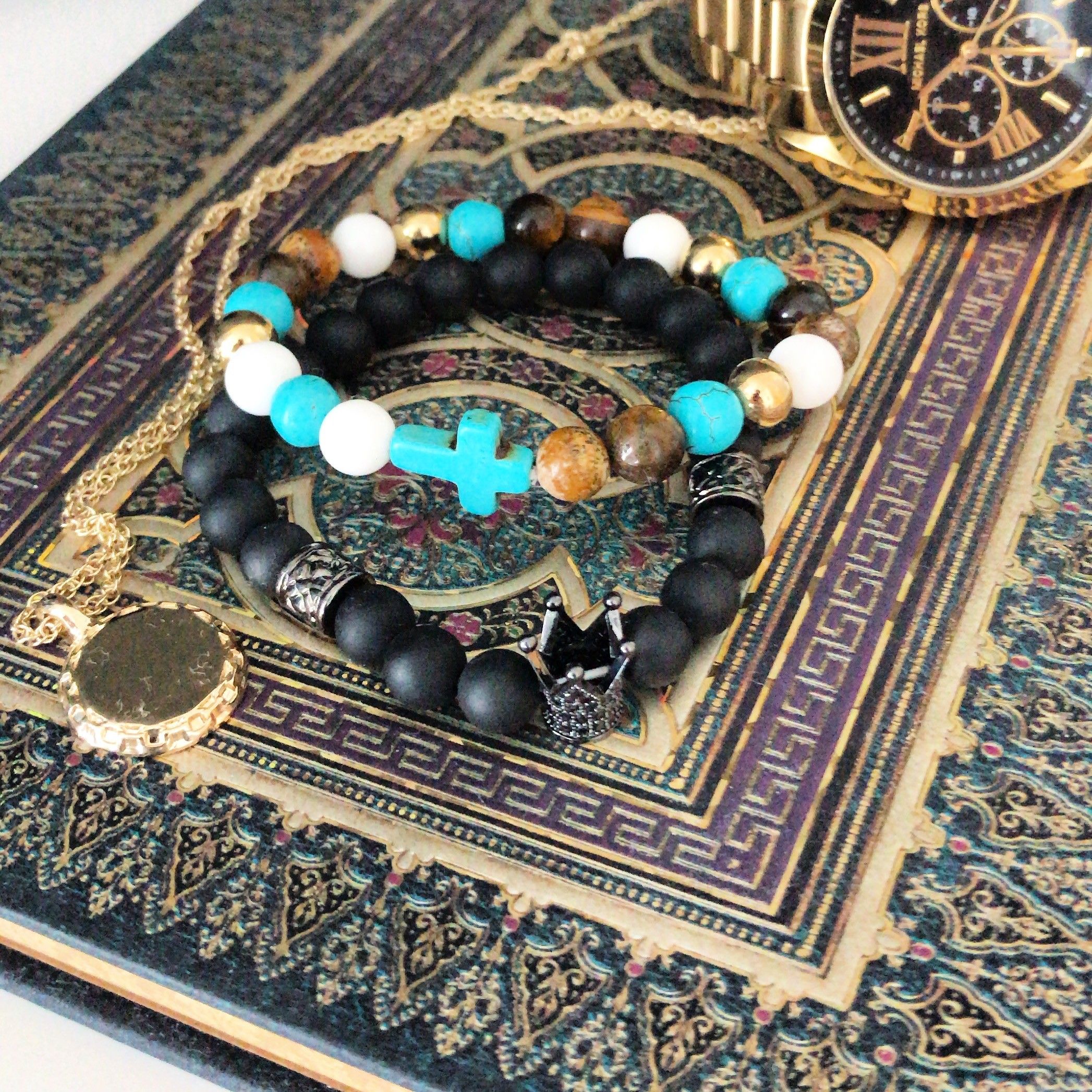 Angel Wing / Black Agate - Gemstone Bracelet - Image 2