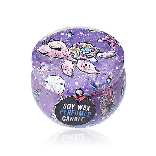 Art Tin Candle - Assorted Design - Sea life - Rasberry - Image 6