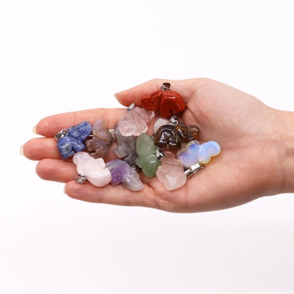 Steel Cased Pendant Hearts - 12 Assorted Gemstone Chips & Shells - Image 2