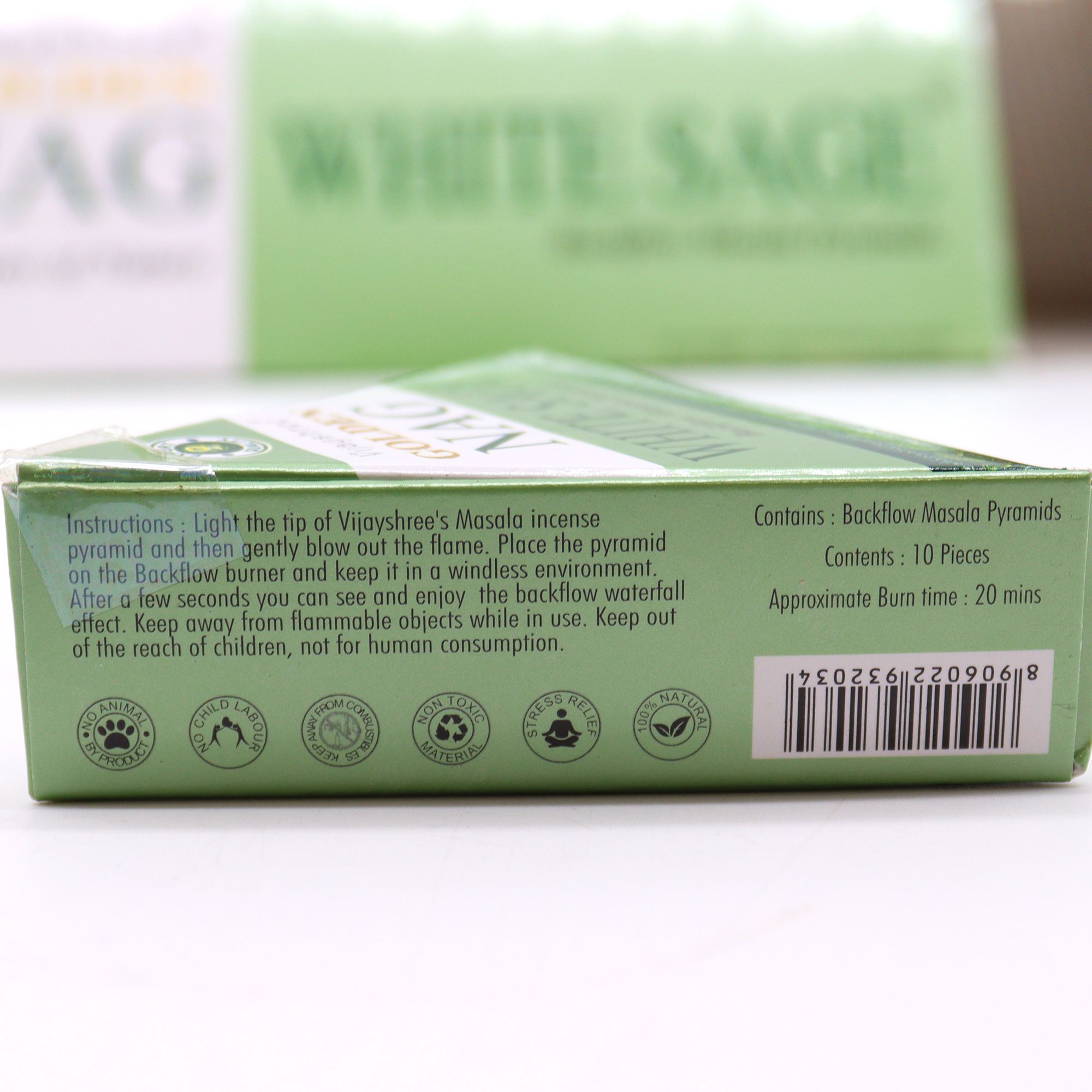 42g Jumbo Golden Nag - White Sage Backflow Incense Cones - Image 4