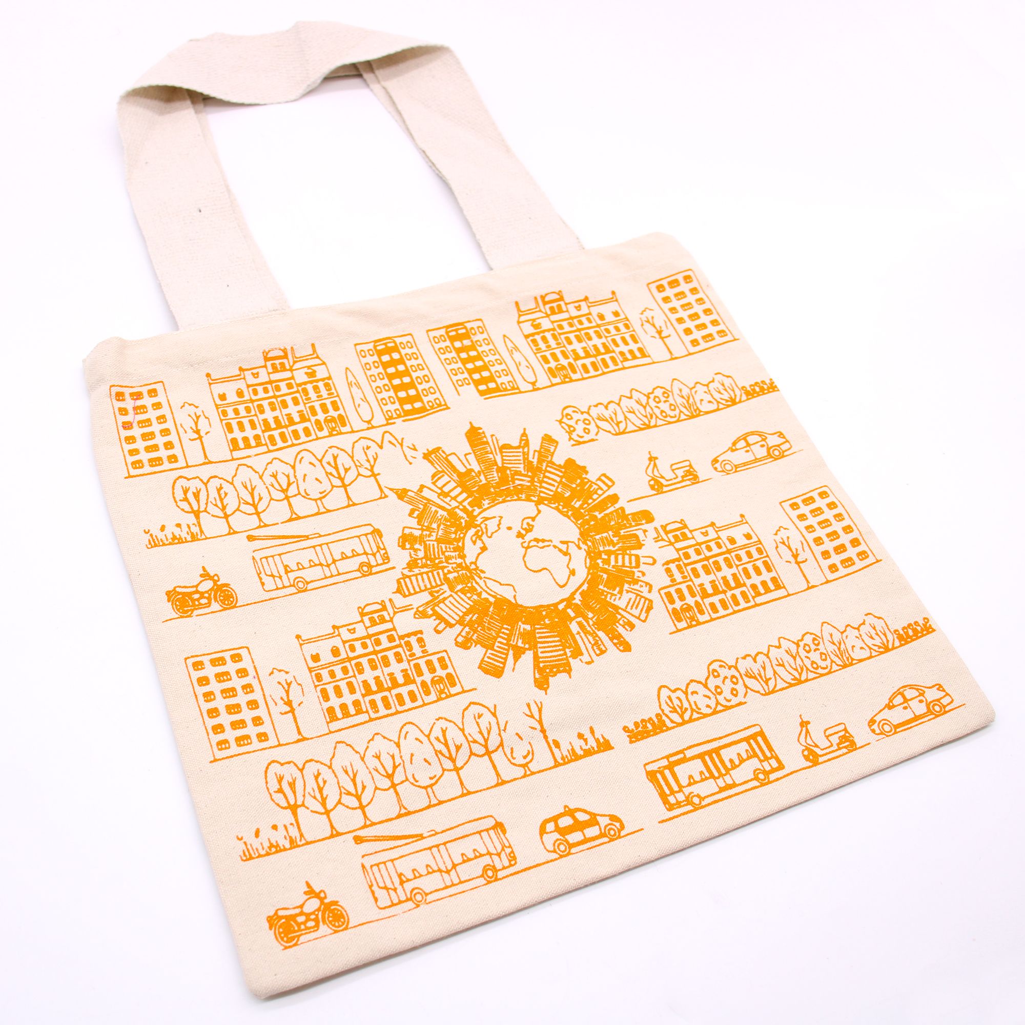 Big Cotton Shopping Bag - 38x42cm - City Life - 10oz - Image 2