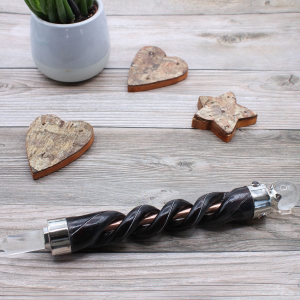 Spiral Carving Healing Wand - Copper Pipe Rock Quartz - Image 4