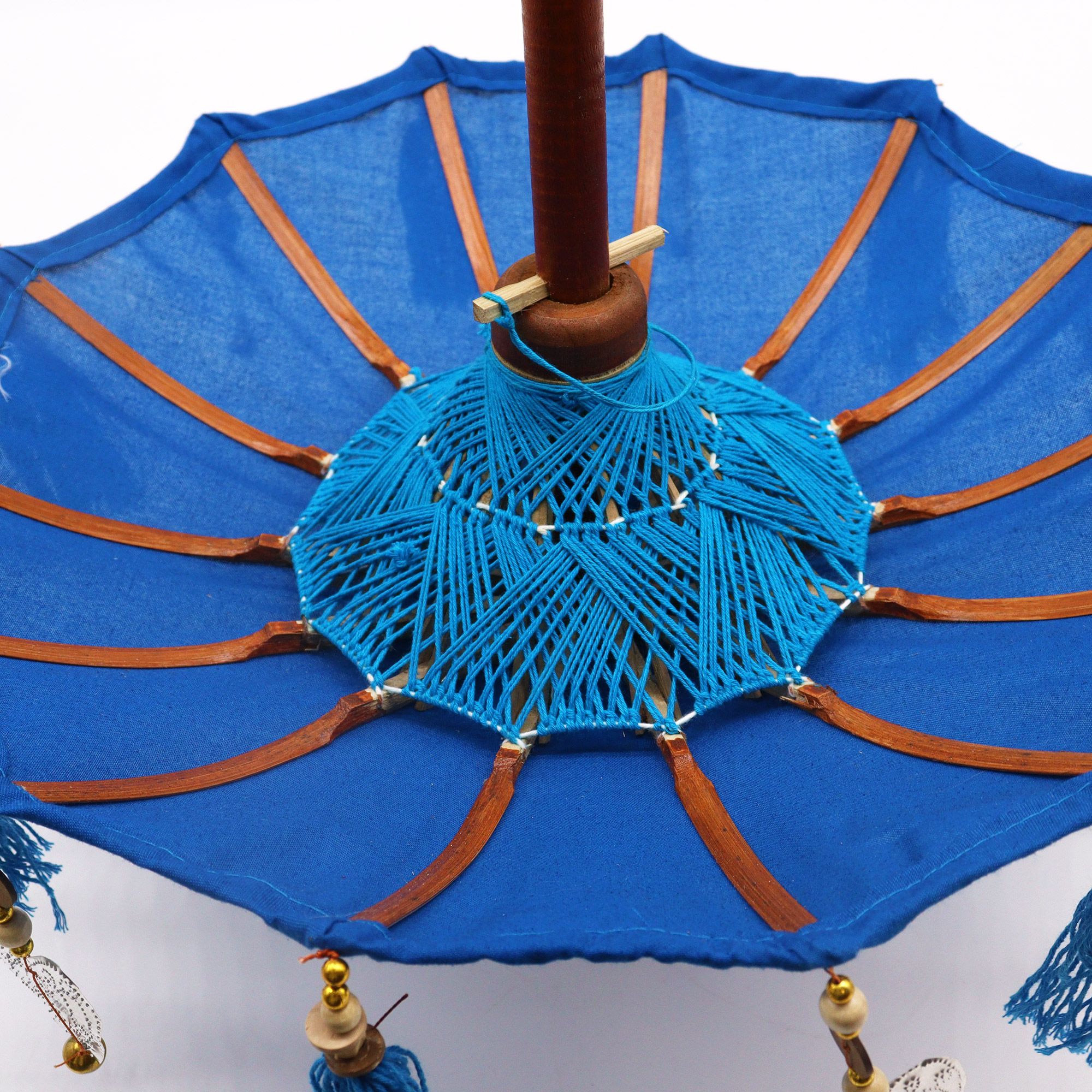 Bali Home Decor Parasol - Cotton - Blue- 40cm - Image 3