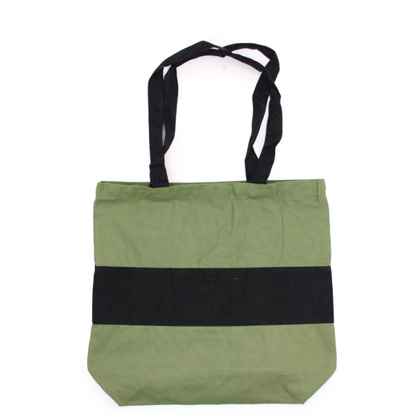Two Tone Cotton Bag - 38x42x12cm - Green & Black - 10oz - Image 2