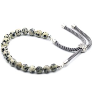 bG9jYWw6Ly9tZWRpYS8xRy8yRS82MFIzMEMxRzZNV0syRTFHLzY3ZWM2MWVlLmpwZWc.jpg 925 Silver Plated Gemstone Charcoal String Bracelet - Dalmatian Jasper
