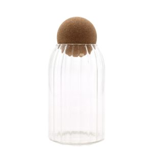 bG9jYWw6Ly9tZWRpYS8xSC80Qy82MFIzMEMxSDc0UjM0QzFILzE0MmZhMmNkLmpwZWc.jpg Cottage Cork-Ball Glass Jar - Ribbed - 15cm