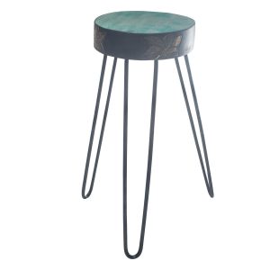bG9jYWw6Ly9tZWRpYS8xSC9HRC82MFIzMEMxRzZSUzNHRDFIL2E1MzVjZmFiLmpwZWc.jpg Albasia Wood Plant Stand - Turquoise & gold detail