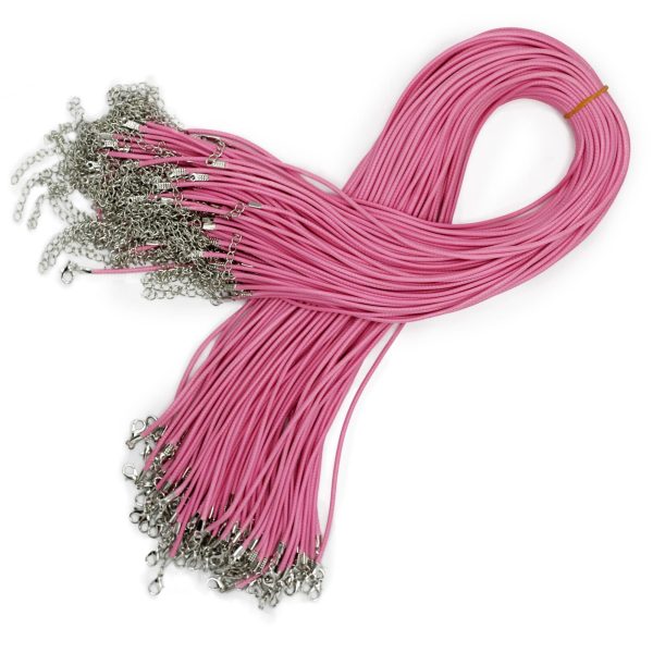 Waxed Pendant Cord -  2mm x 55cm - Pink 102 - Image 2