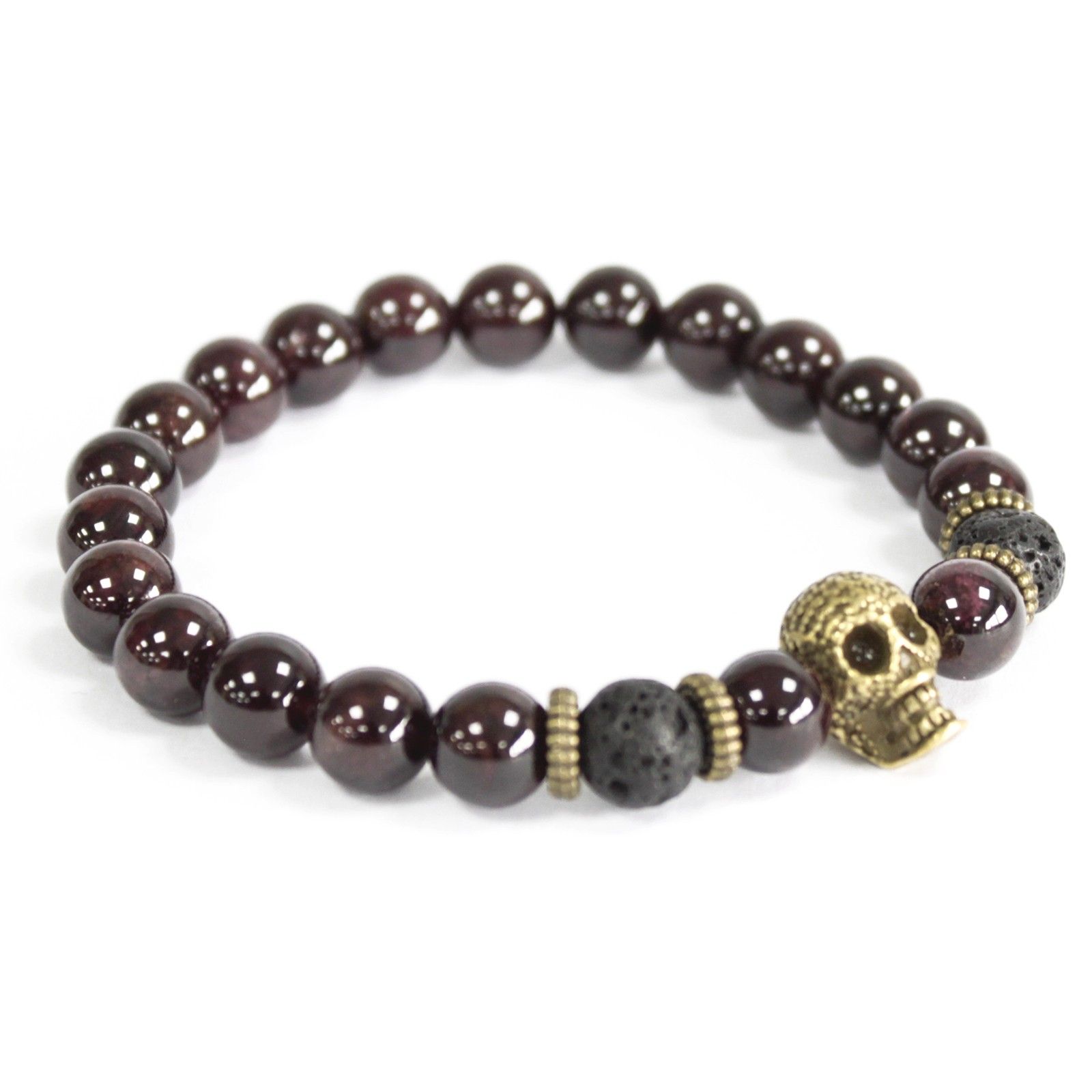 Bronze Skull / Blood Stone - Gemstone Bracelet - Image 3