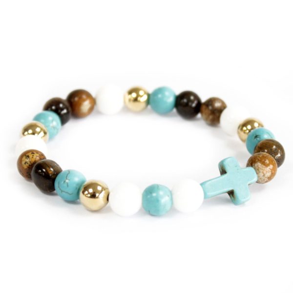 Turquoise Cross / Royal Beads - Gemstone Bracelet - Image 2