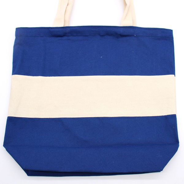 Two Tone Cotton Bag - 38x42x12cm - Blue & Natural - 10oz - Image 2
