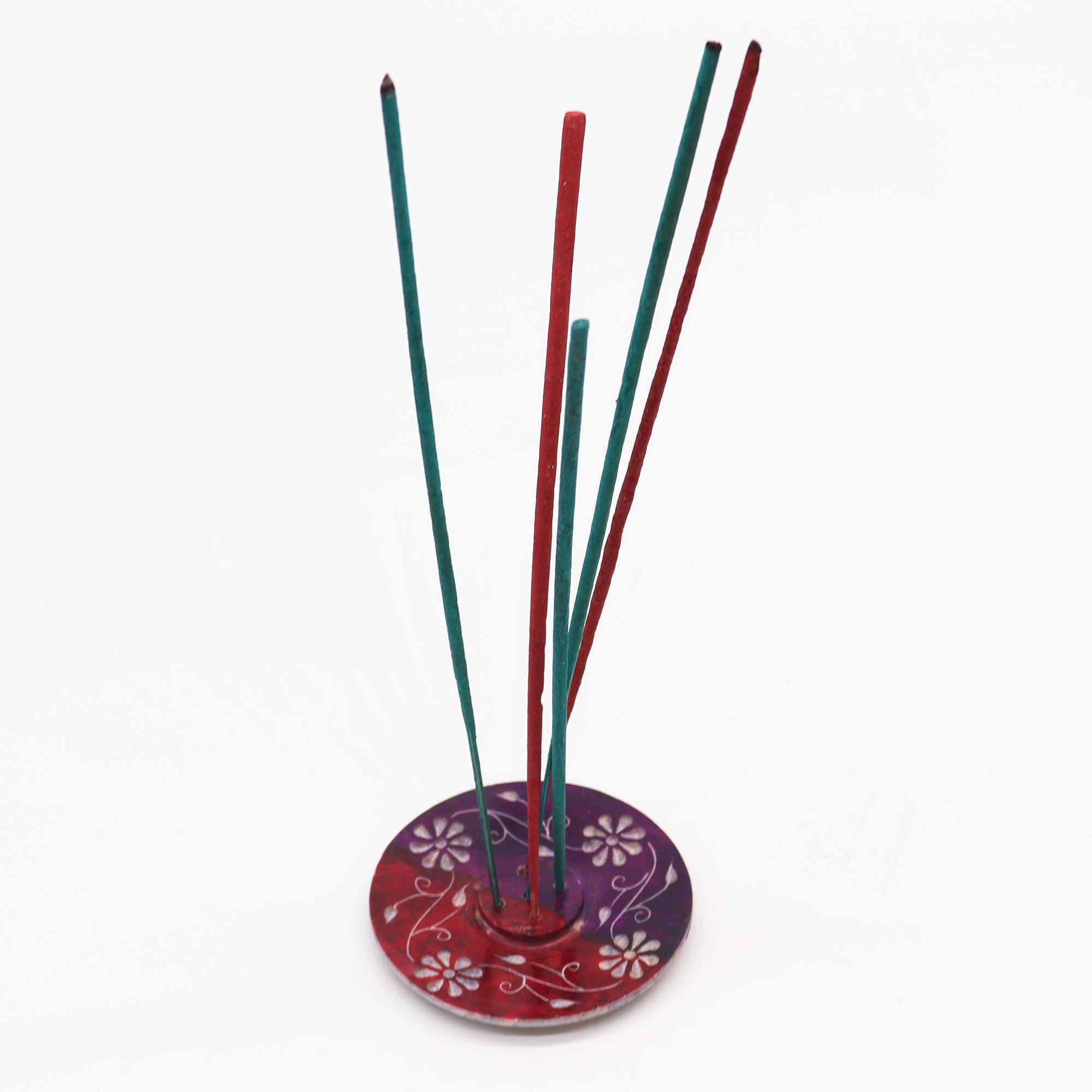 Soapstone Disc Incense Holder - Floral (5 stick holder) - Image 2