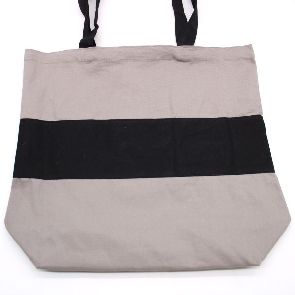 Two Tone Cotton Bag - 38x42x12cm - Grey & Black - 10oz - Image 2