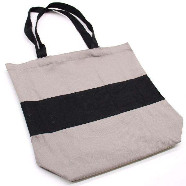 Two Tone Cotton Bag - 38x42x12cm - Grey & Black - 10oz - Image 3