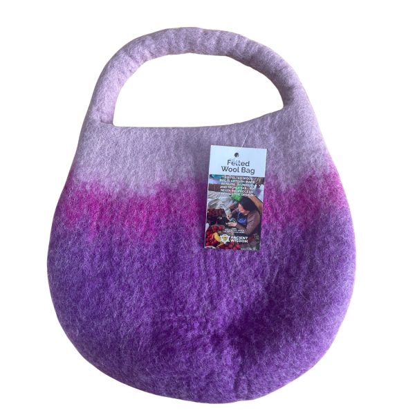 Water Felted Bee Bag - One Handle with Magnet - Lavender Shades - Image 3