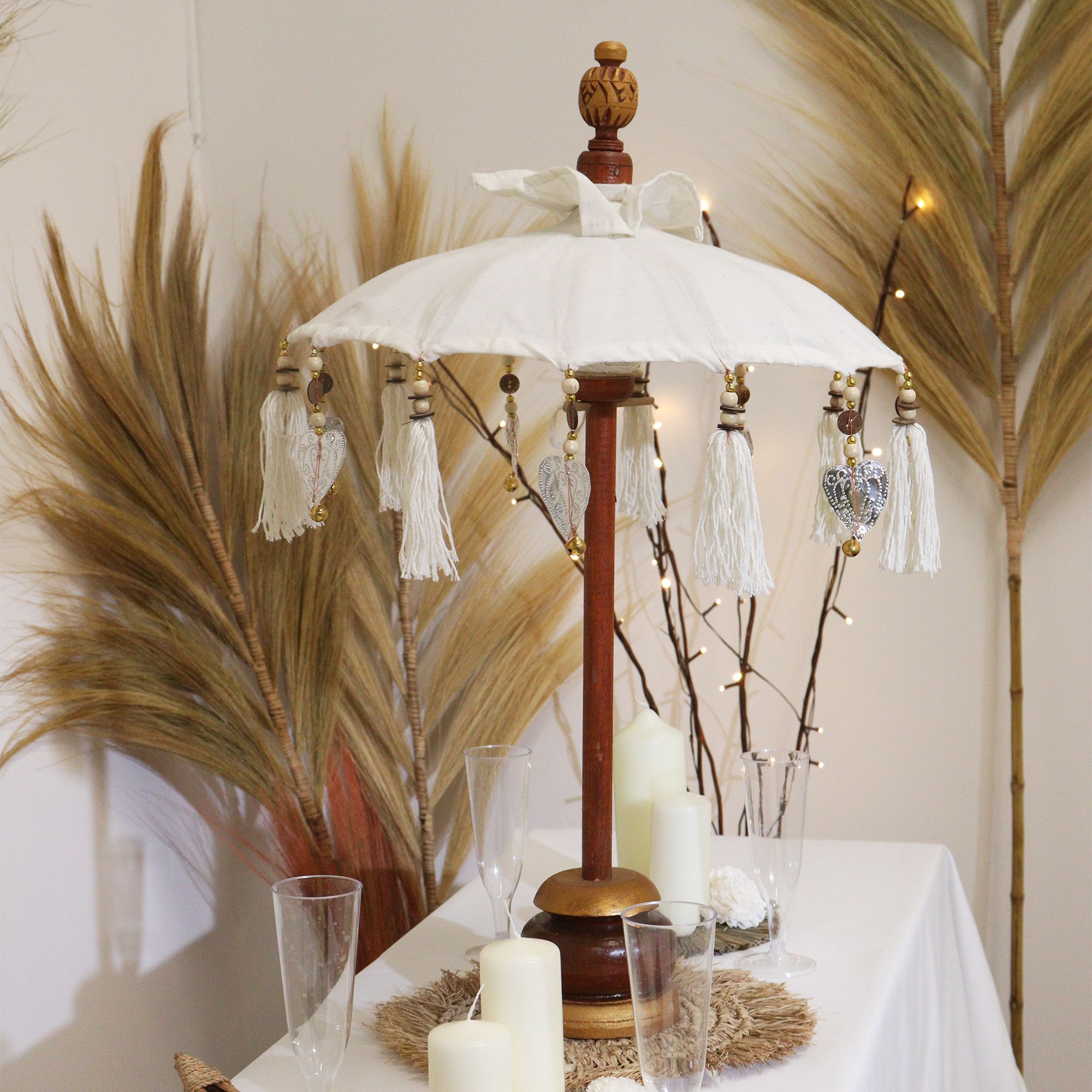 Bali Home Decor Parasol - Canvas - Natural- 40cm - Image 3