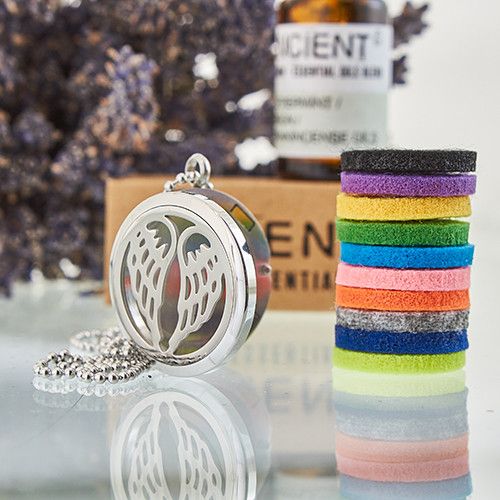 Aromatherapy Diffuser Necklace - Angel Wings 30mm - Image 2