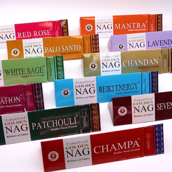 42g Jumbo Golden Nag - Seven Chakra Backflow Incense Cones - Image 3