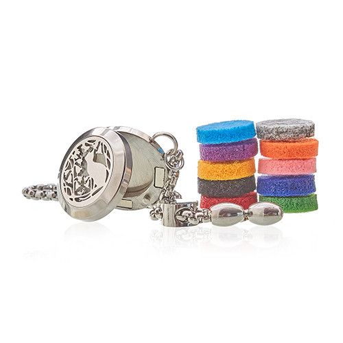 Aromatherapy Jewellery Chain Bracelet - Cat & Flowers - 20mm - Image 3