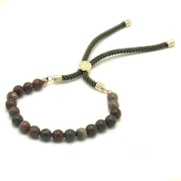 18K Gold Plated Gemstone Moss String Bracelet -  Picasso Jasper - Image 3