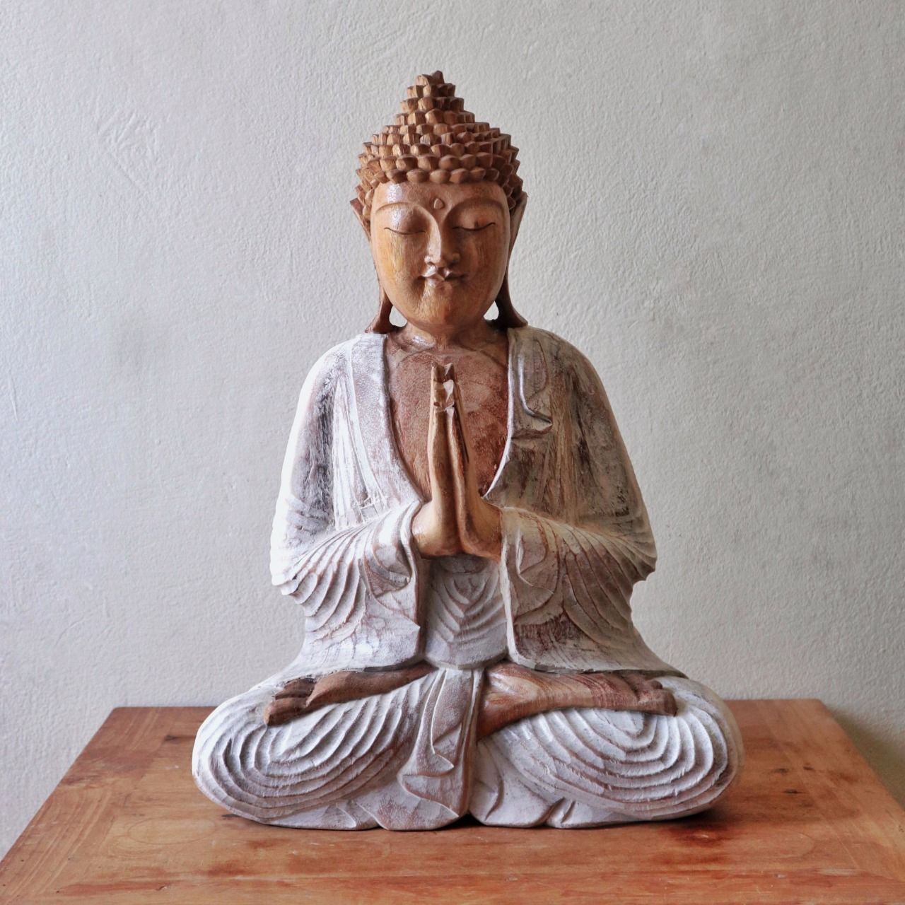 Buddha Statue Whitewash - 30cm Welcome - Image 2