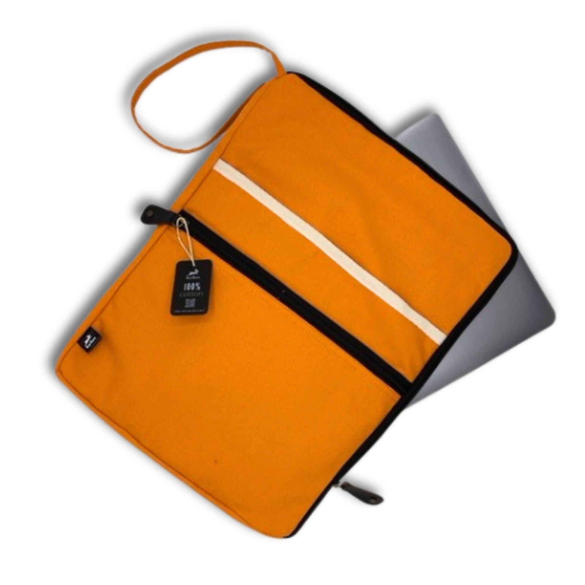 Canvas Large Laptop Pouch - Orange - Image 4