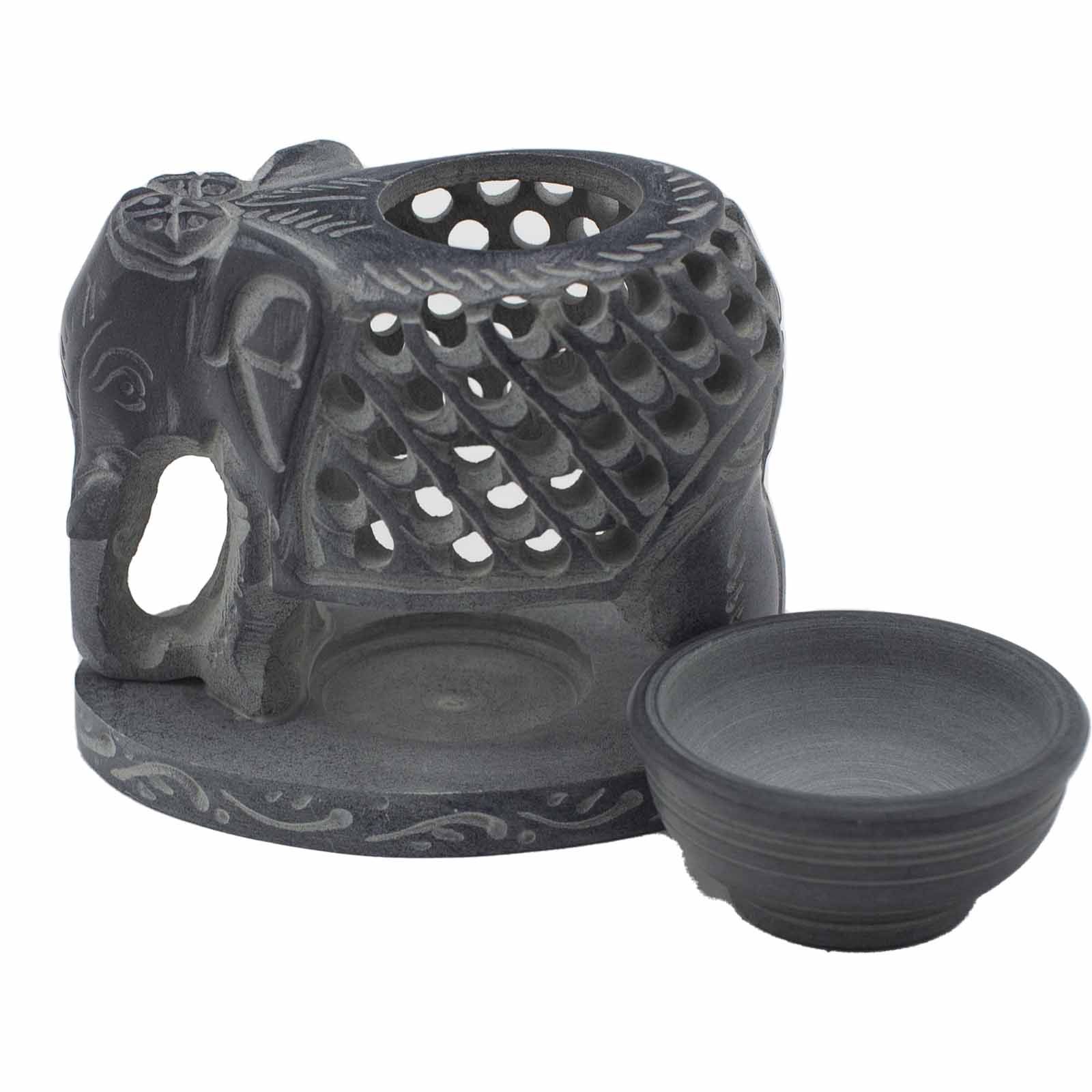 Soapstone Oil Burner 10.5cm - Standing Elephant - Image 2