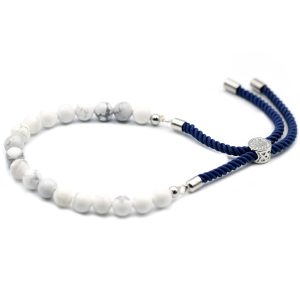 bG9jYWw6Ly9tZWRpYS9ISi8yRC82MFIzMEMxRzZNV0syREhKL2UyY2Y2Njk4LmpwZWc.jpg 925 Silver Plated Gemstone Navy String Bracelet - White Howlite
