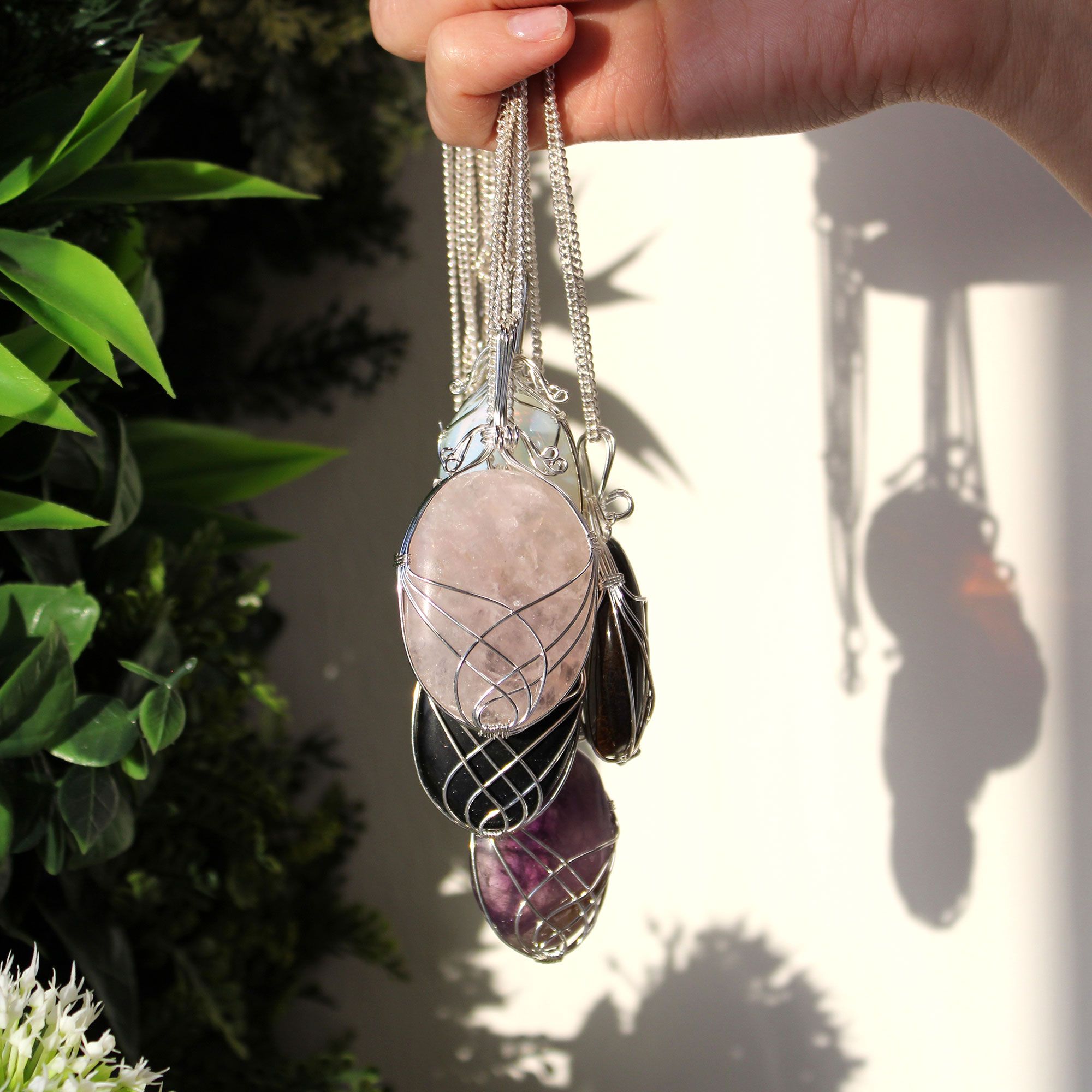 Swirl Wrapped Gemstone Necklace - Black Onyx - Image 2